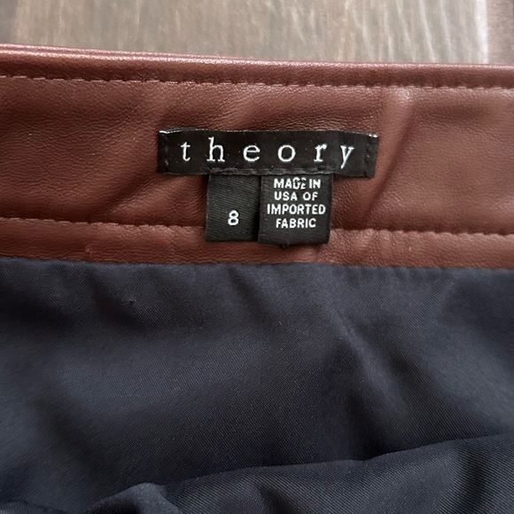 Theory Lanitta Heightened Tweed Leather Trim A-Line Skirt Sz 8 - Picture 8 of 9